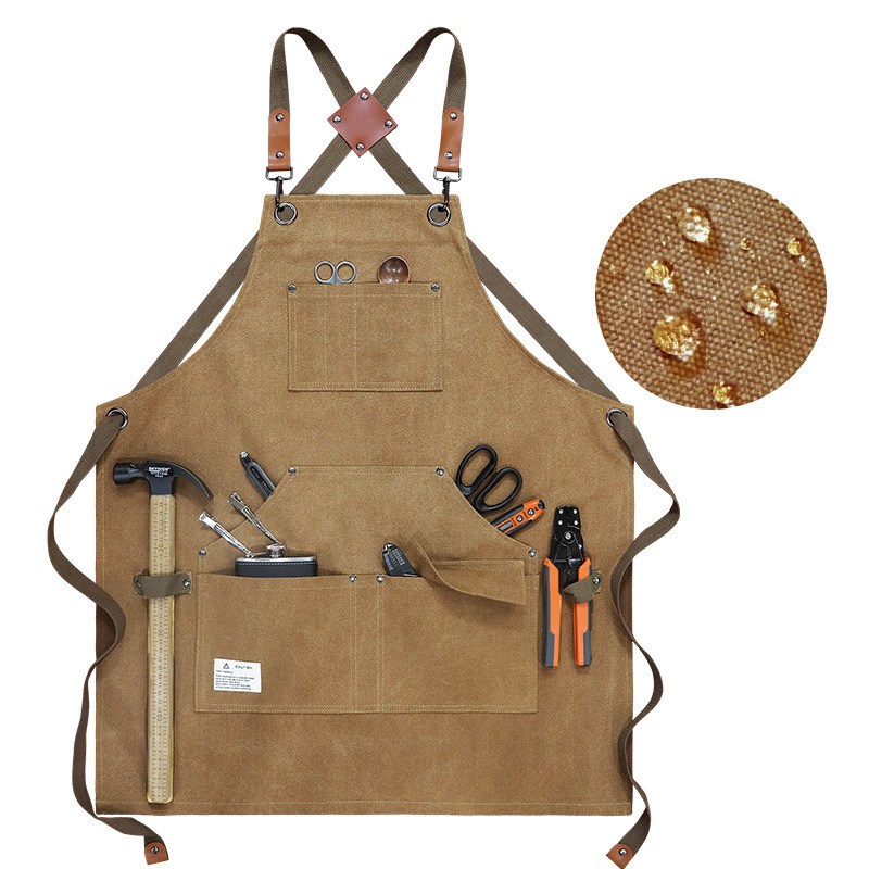 Woodworking Artisans - Lienzo grueso Impermeable Delantal Multi-bolsillo Cruz