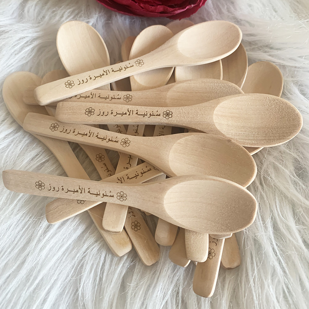 Woodworking Logos - Cuchara de madera con logotipo personalizado,