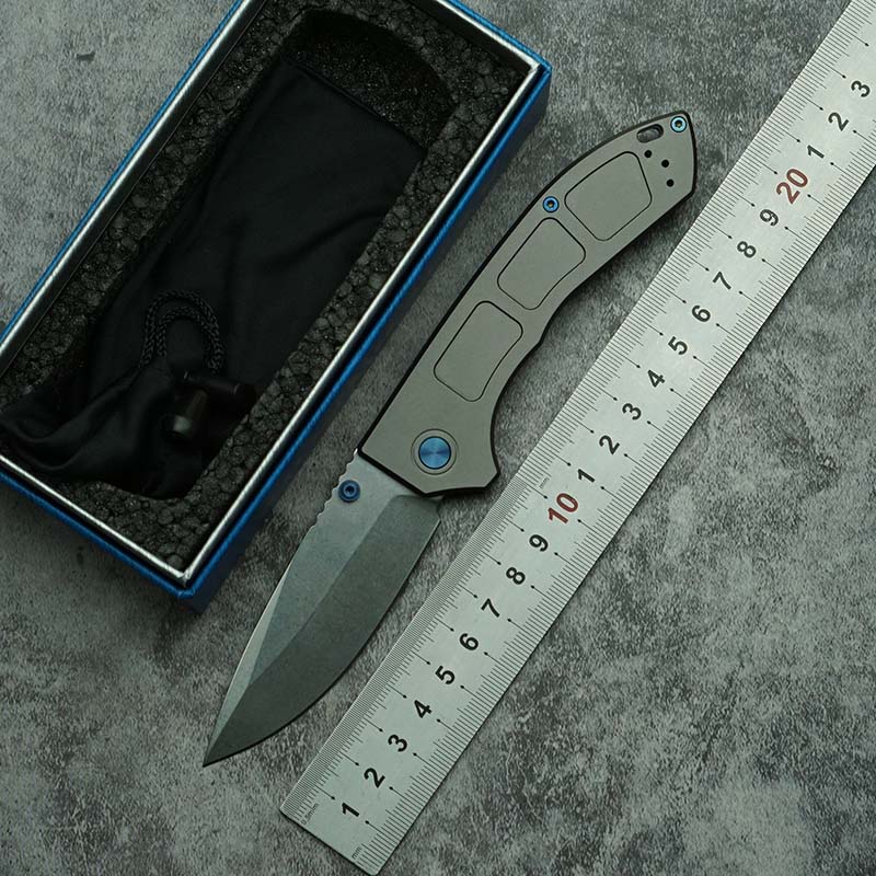 Woodworking Logos - Nuevo cuchillo plegable azul con caja