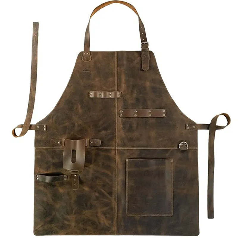Woodworking Artisans - Delantal Retro de Cuero PU Unisex,