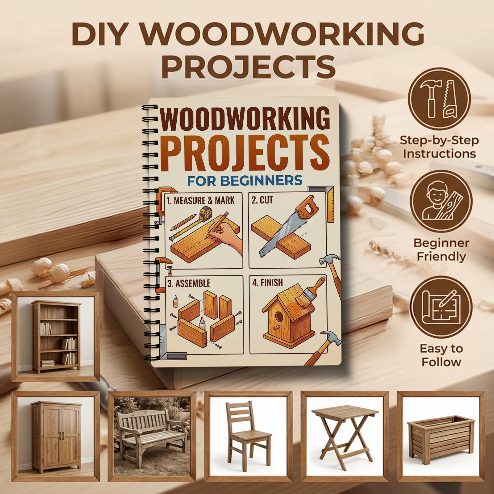 Woodworking Basic Tools - Libro de carpintería para principiantes, proyectos