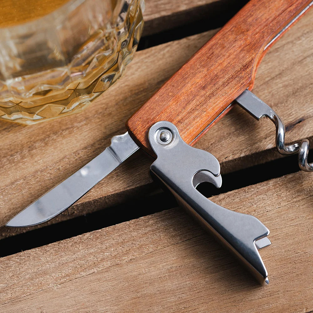 Sacacorchos con mango de mader - Woodworking Logos reseña y precio